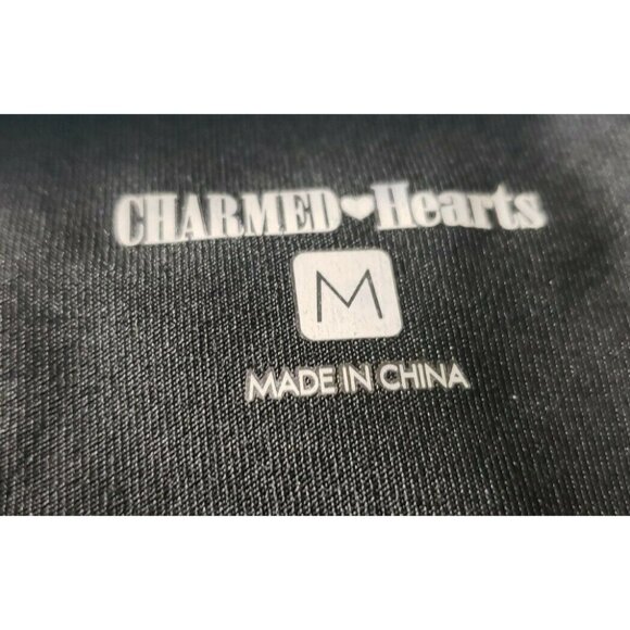 Charmed Hearts Black Sheer Cutout Leggings Sz M Polyester Spandex Womens Workout - Picture 5 of 7